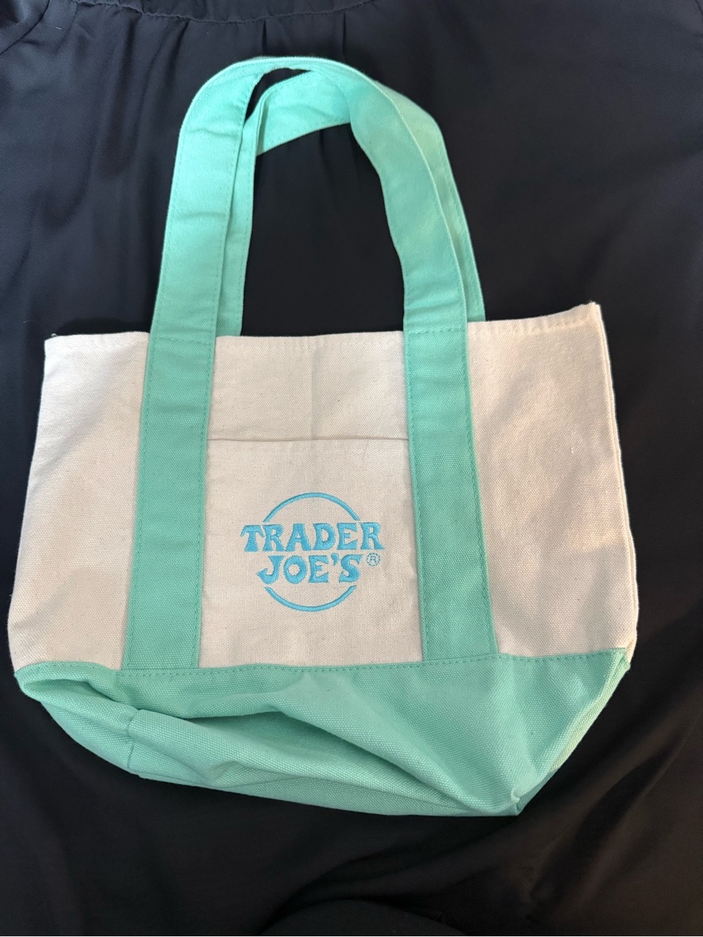 Trader Joe's Mint and Cream Canvas Tote